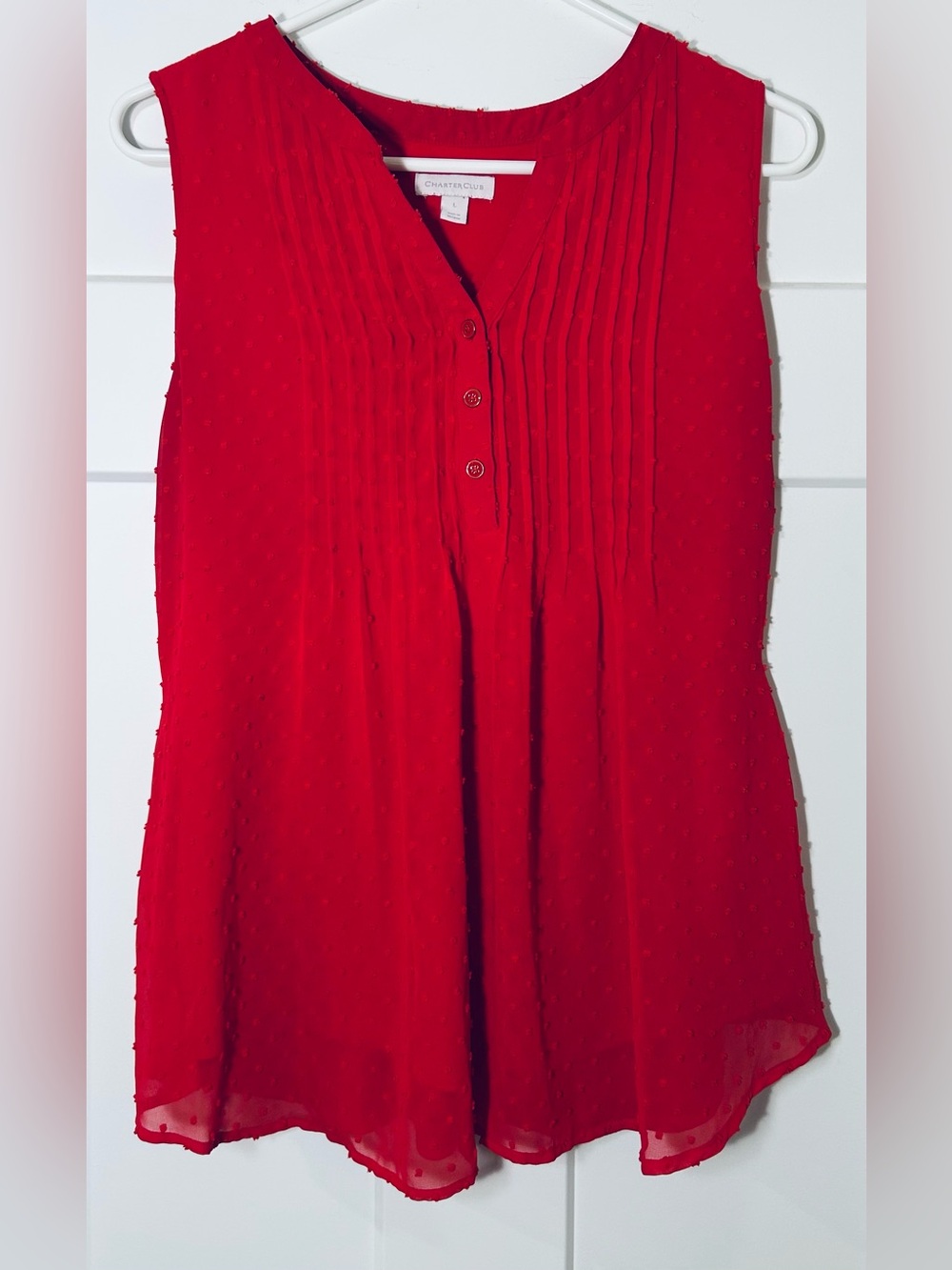 Charter Club Red Sleeveless Pintuck Camisole